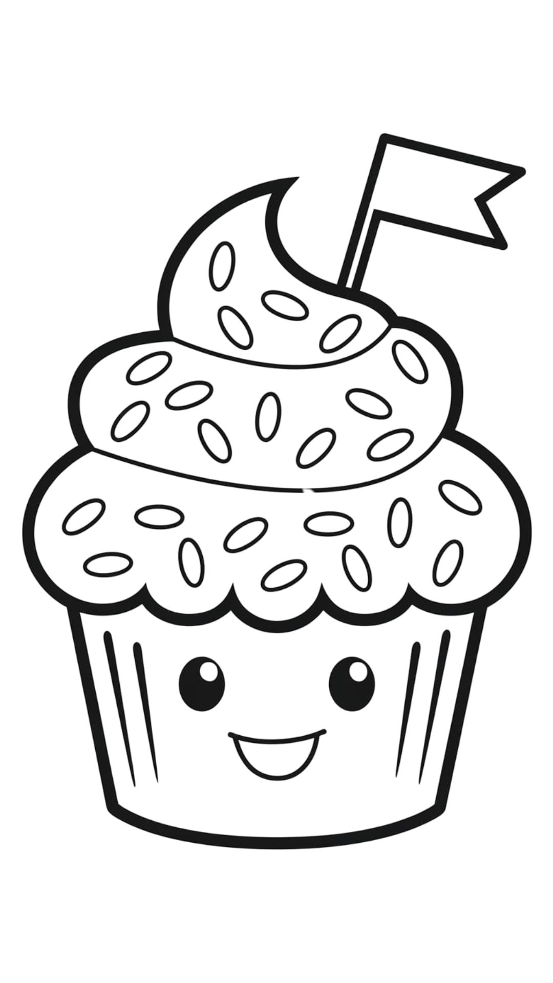 desenho de cupcake kawaii para colorir