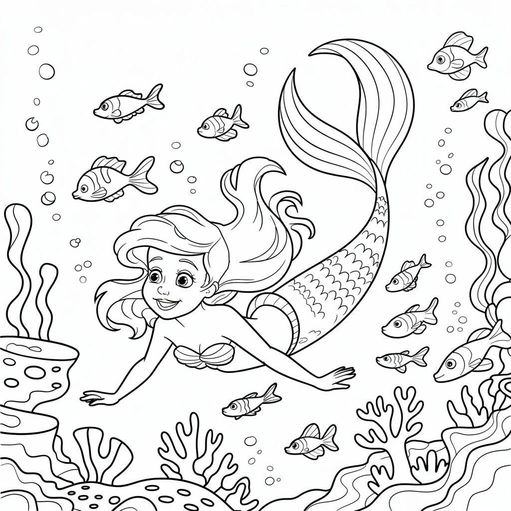 desenho da ariel para colorir