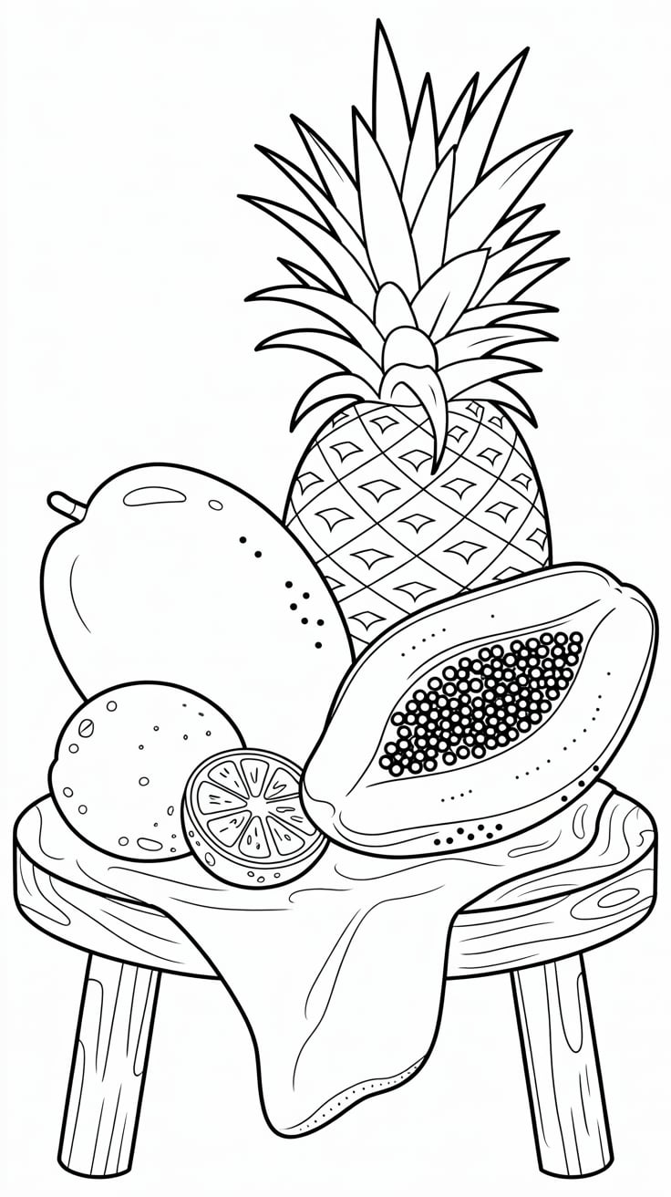 fruta desenho para colorir