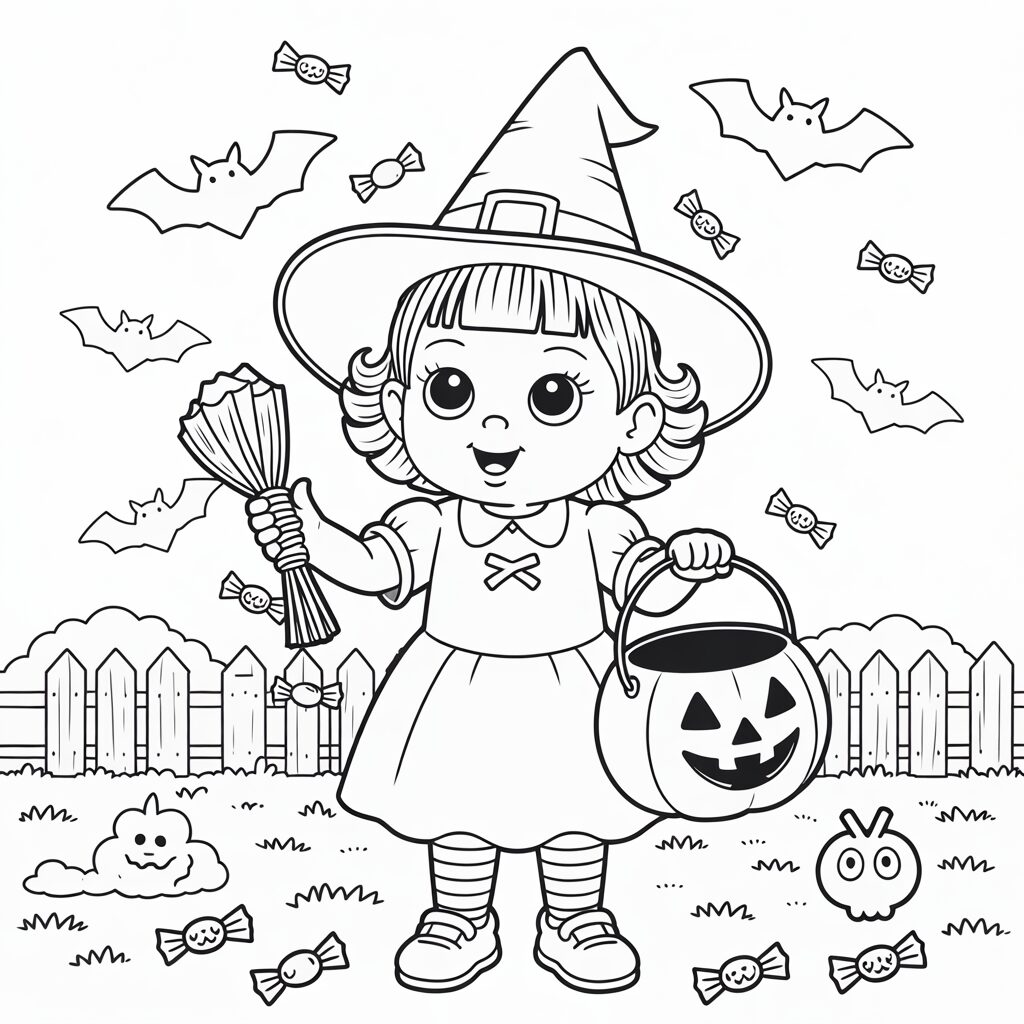 desenho de bruxa para colorir e imprimir