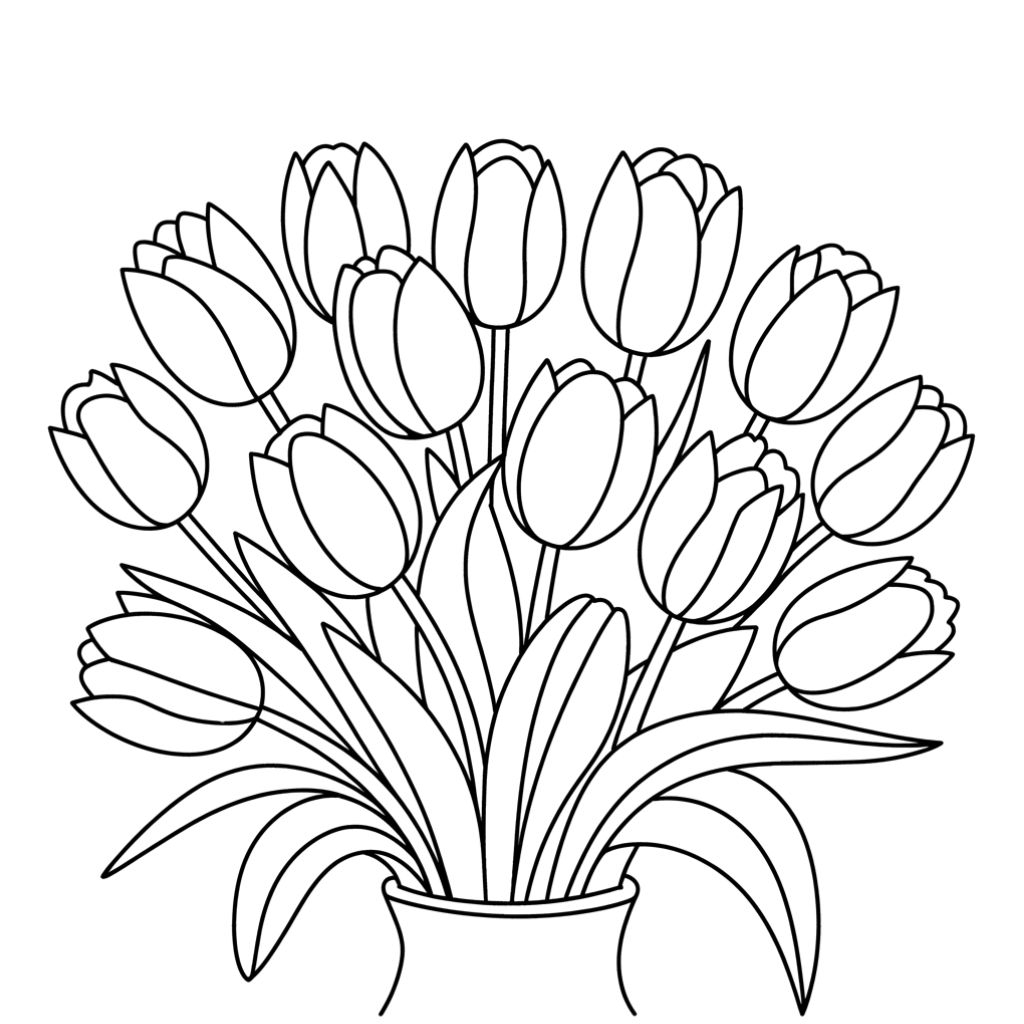Desenhos de Tulipas Para Imprimir e Colorir