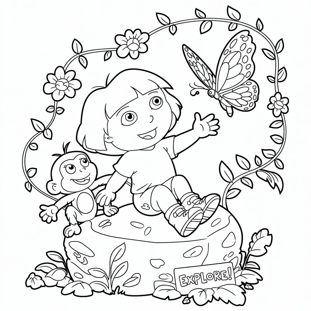 desenho para colorir da dora aventureira