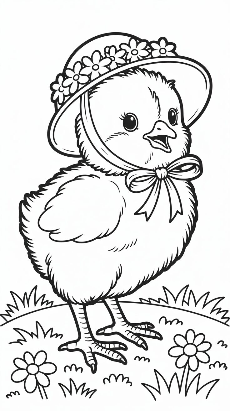 galinha com pintinhos para colorir