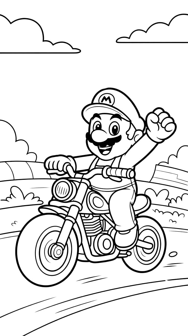 desenho do mario kart para colorir