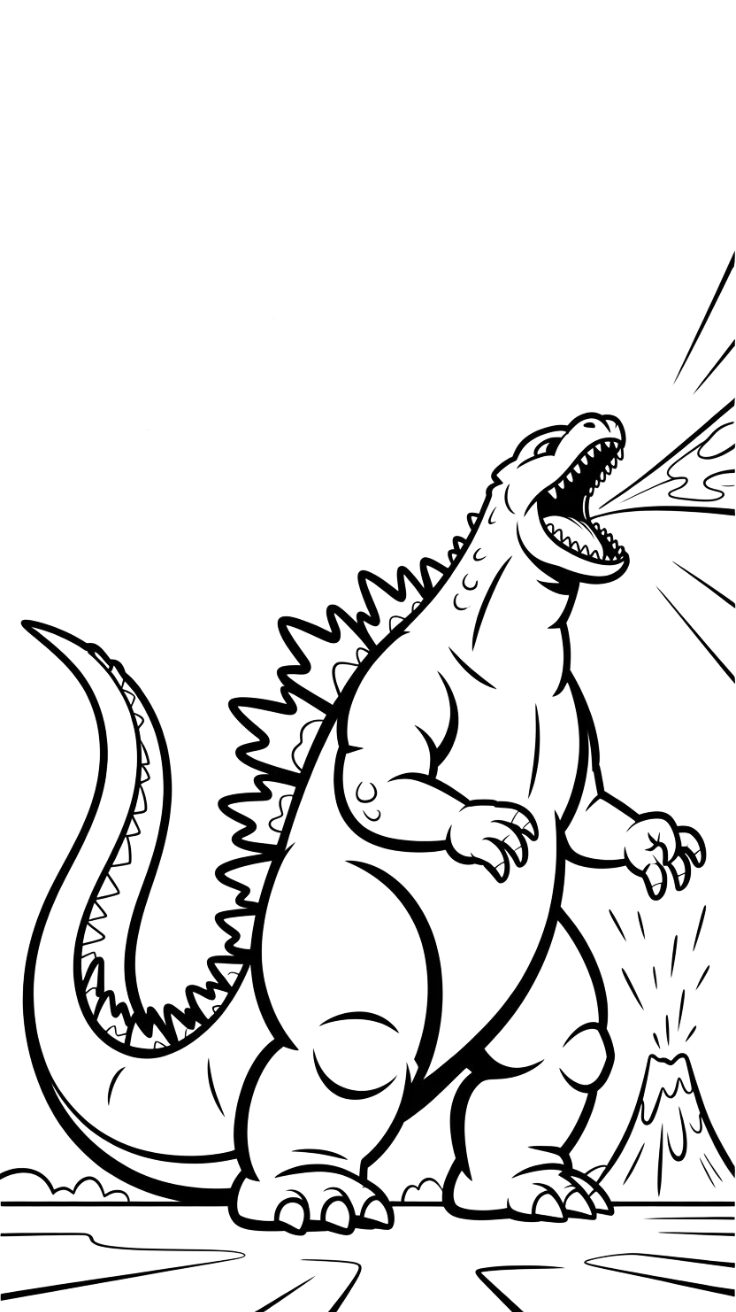godzilla de fogo para colorir