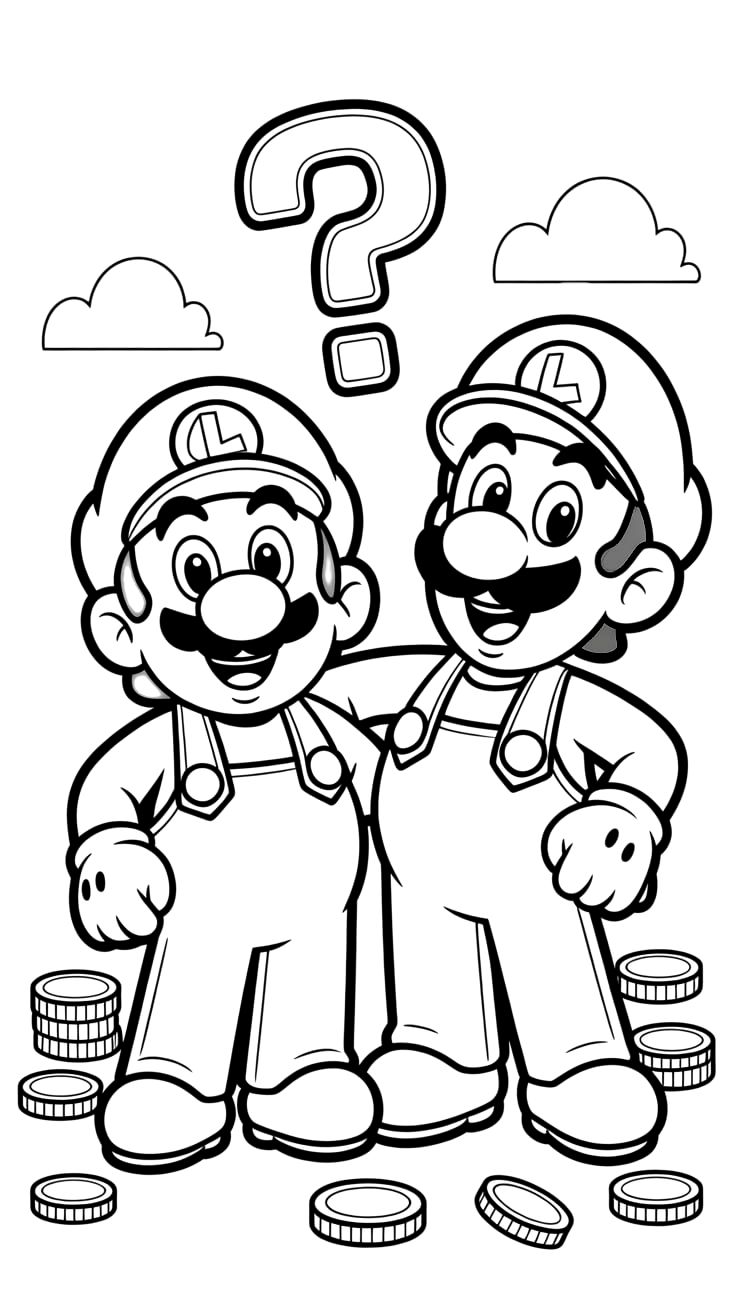 desenho colorir mario e luigi