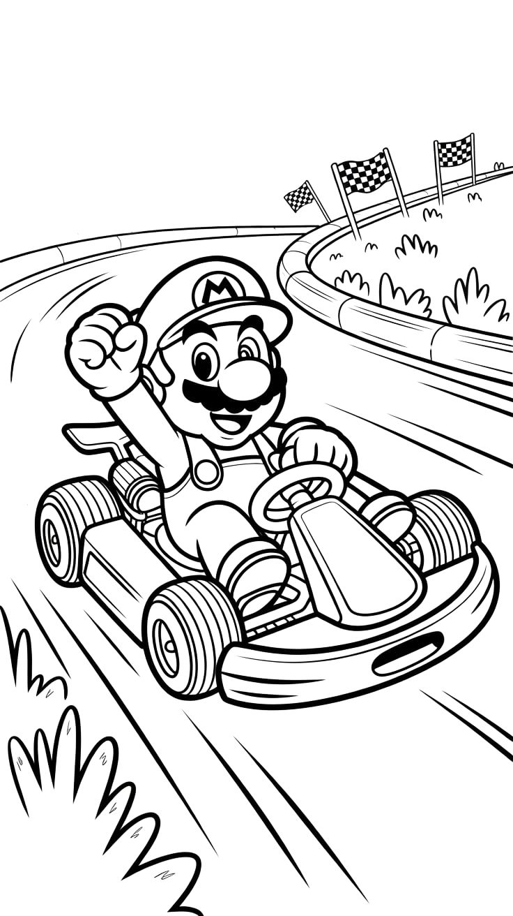 mario kart desenho para colorir