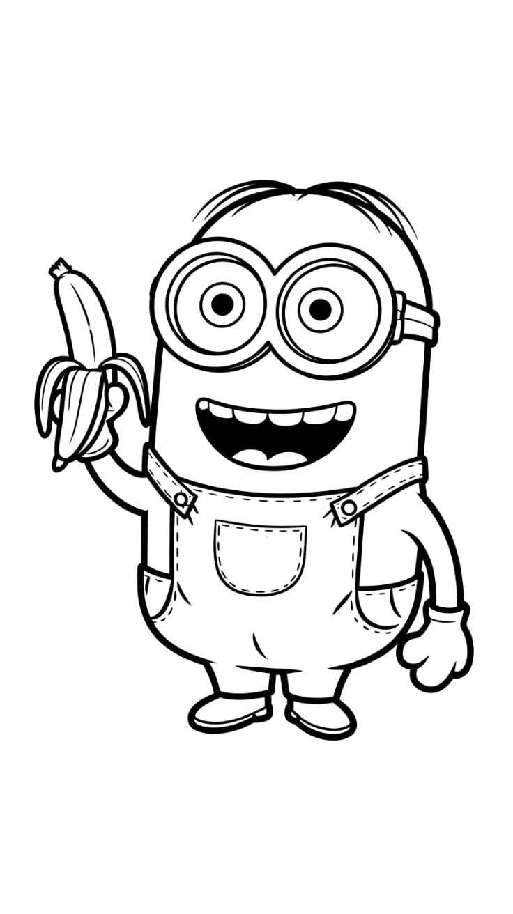 Minions com Banana para colorir, imprimir e desenhar