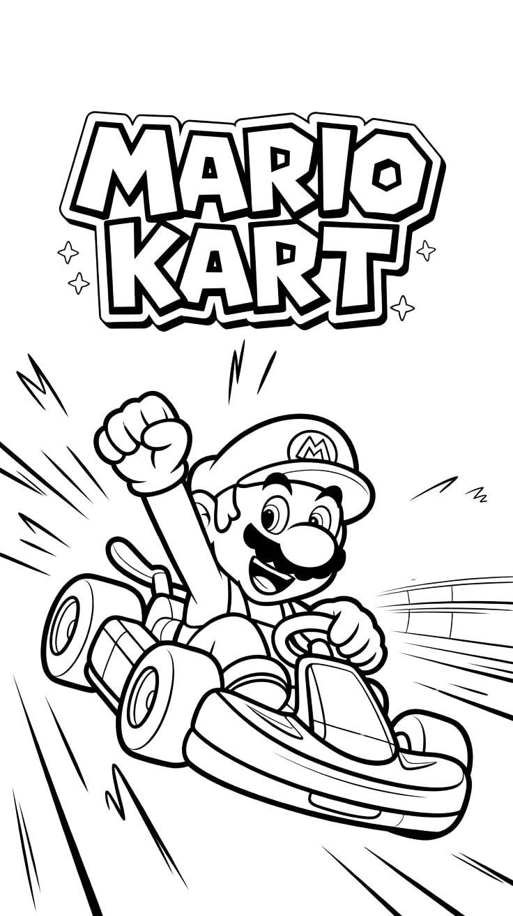 mario kart para colorir