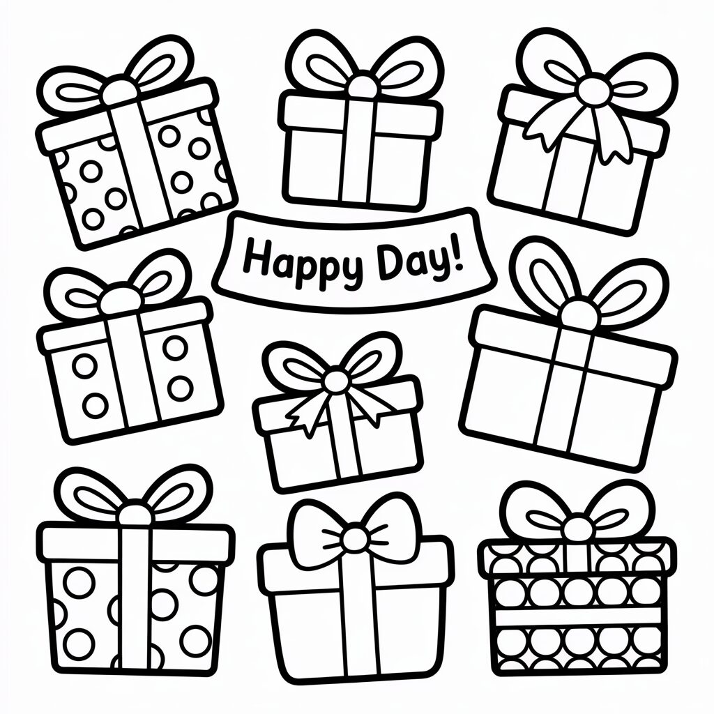 desenho de caixa de presente para colorir