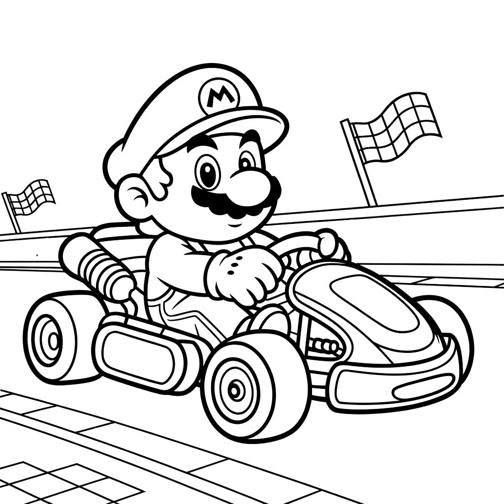 Desenhos de Mario Kart para Imprimir e Colorir