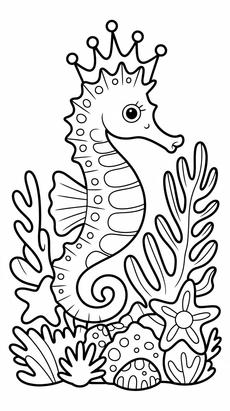 desenho para colorir de cavalo marinho