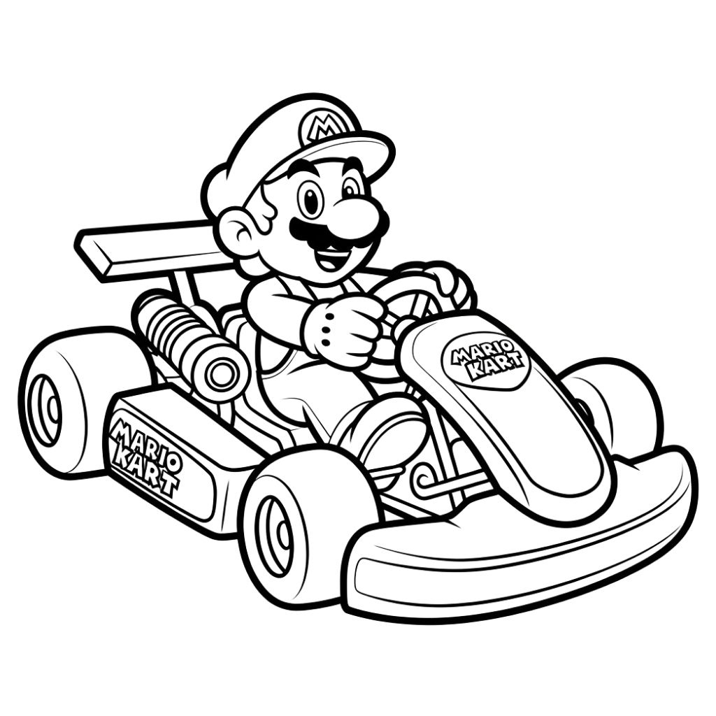 desenho para colorir mario kart
