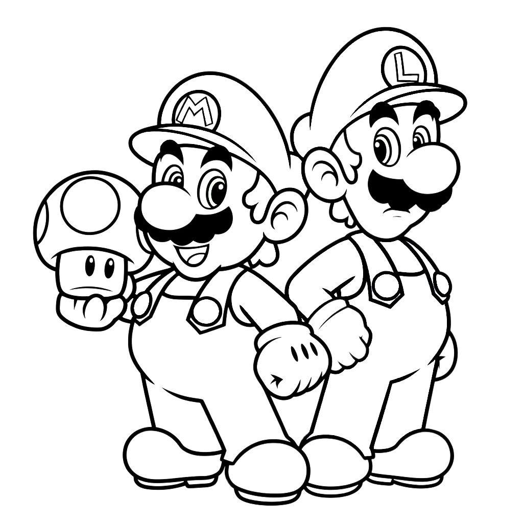 desenho mario e luigi para colorir