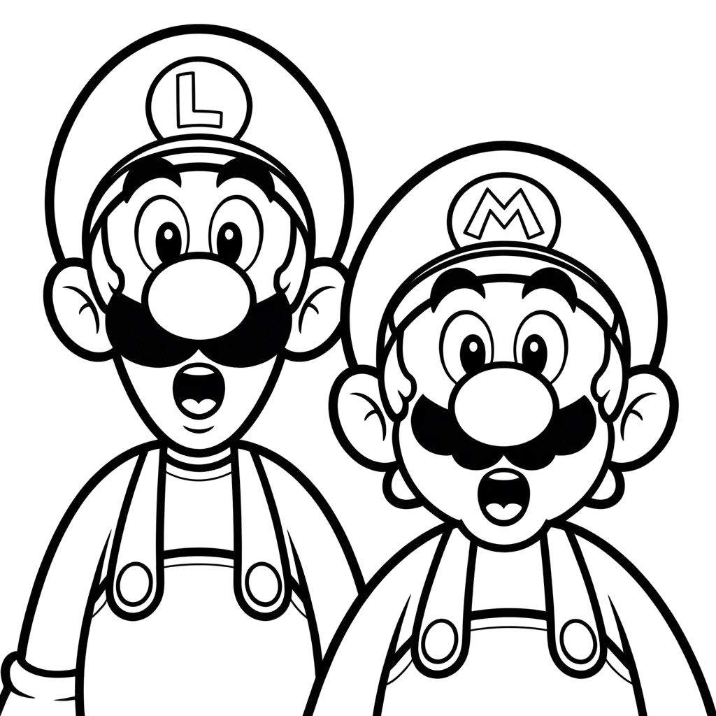 desenho para colorir mario e luigi