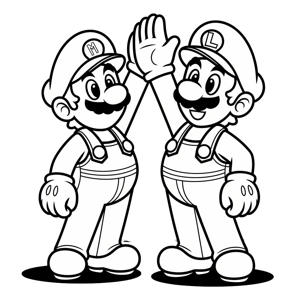 desenho para colorir do mario e luigi