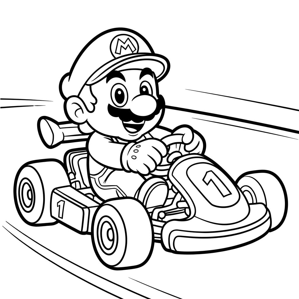 Páginas de Mario Kart para colorir para crianças