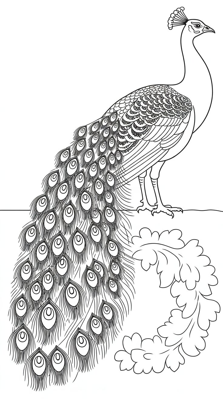 animais pavão para colorir