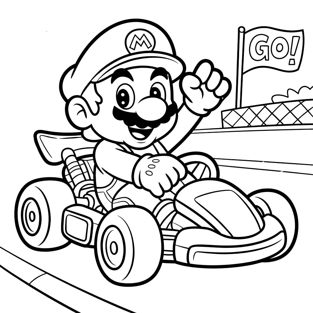 desenho mario kart para colorir