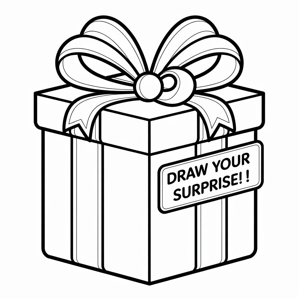 desenho de caixa de presente aberta para colorir