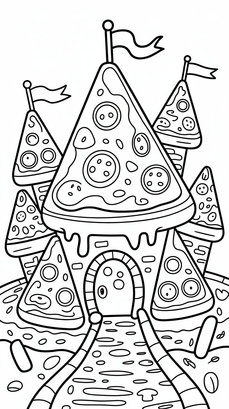 fatia de pizza para colorir