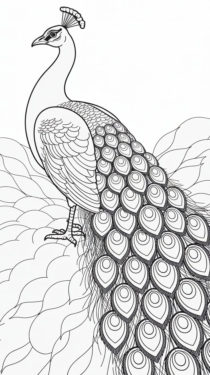 desenho para colorir de pavão
