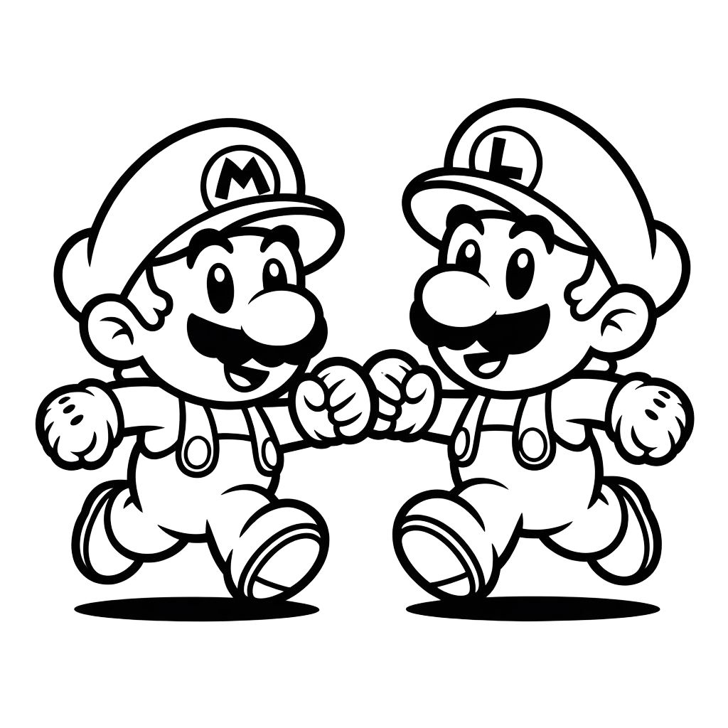 mario e luigi desenho para colorir
