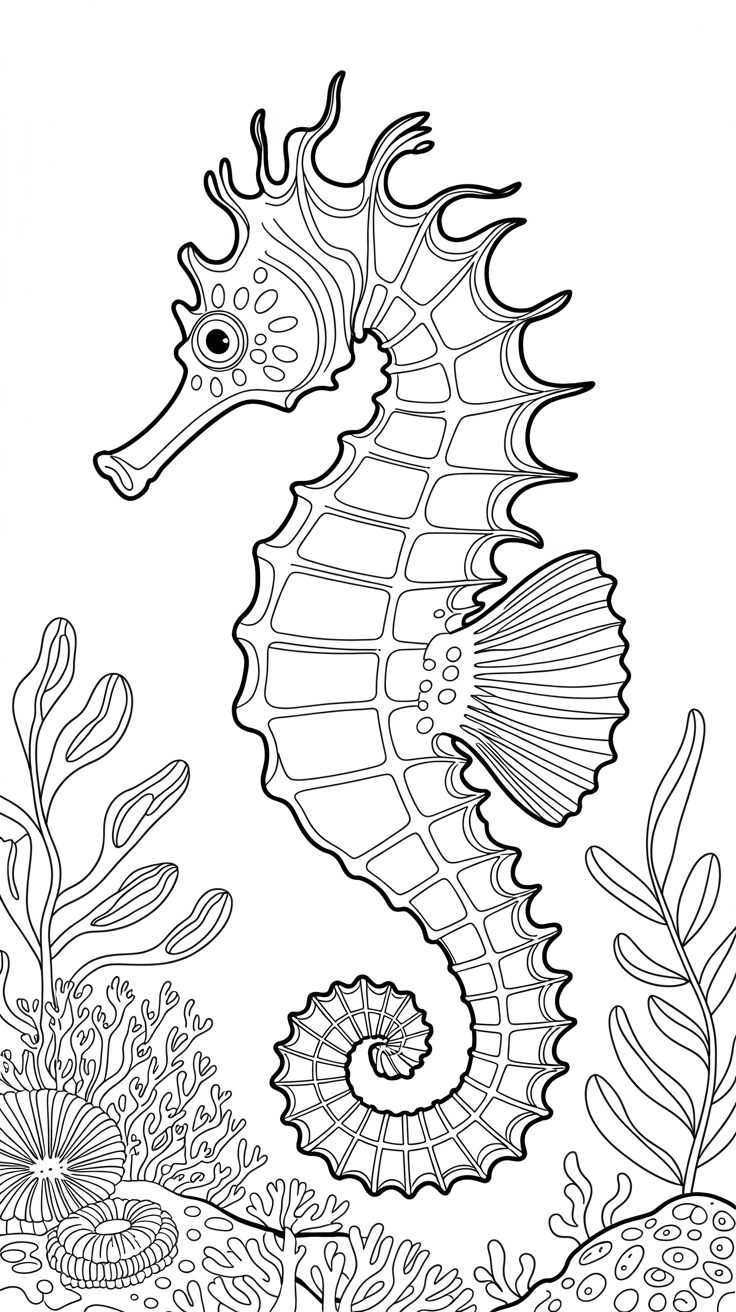 cavalo marinho para imprimir colorido