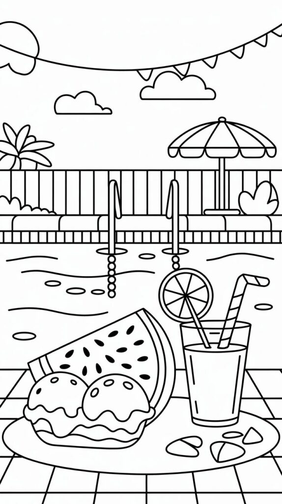 desenho piscina para colorir
