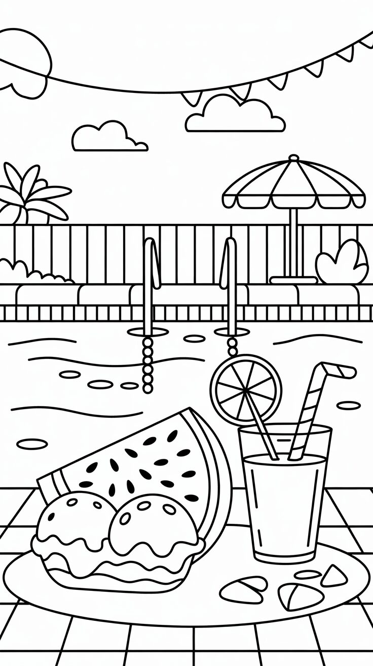 desenho piscina para colorir