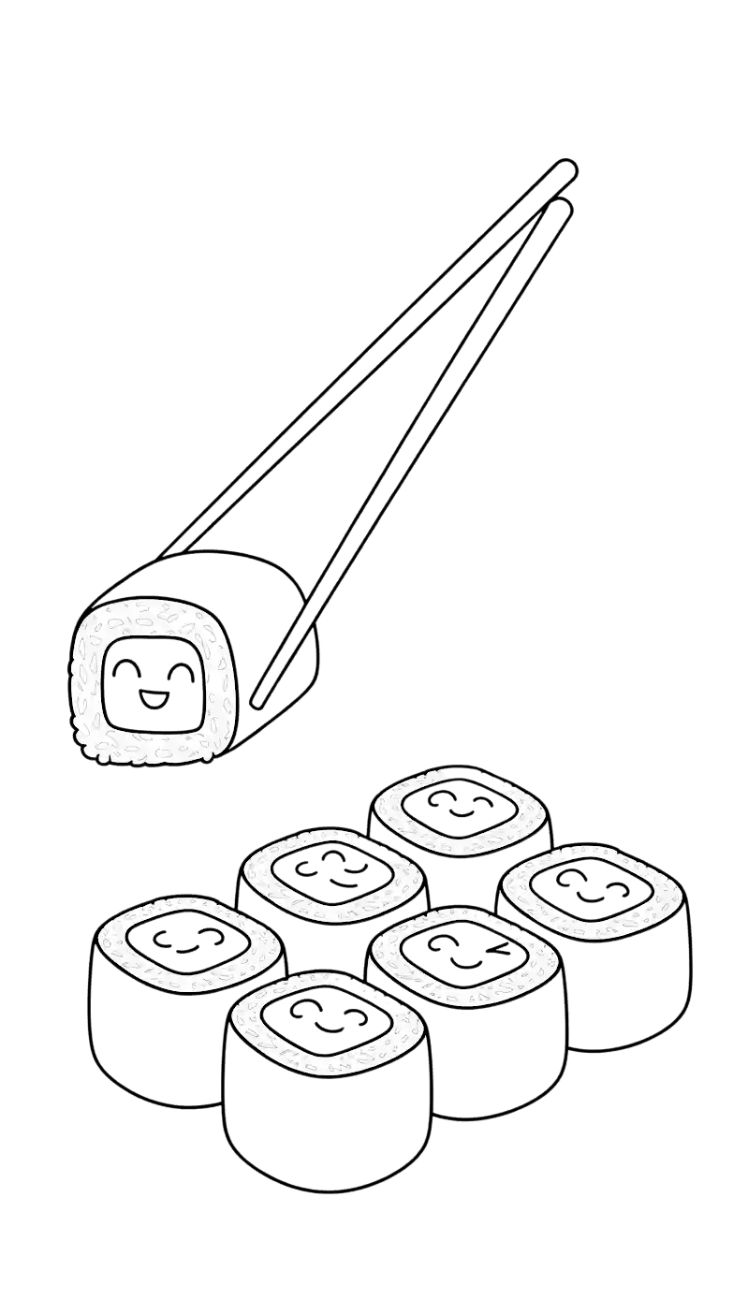 kawaii sushi coloring pages