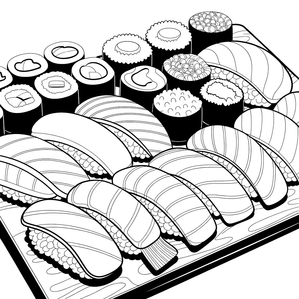 desenho para colorir sushi